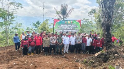 Wujudkan Ketahanan Pangan, Polsek Bojonggambir Tanam Jagung di Lahan Sawah Desa Mangkonjaya